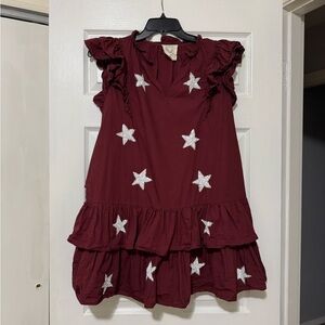 Fantastic Fawn Red Sequined Star Dress Size Medium